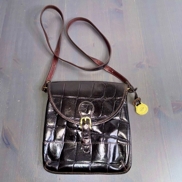Vintage Brahmin Brown Leather Crossbody Purse - Picture 1 of 8